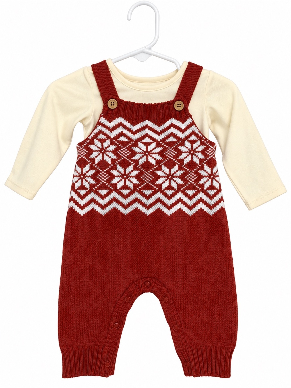 cloud island Rust and Cream Knit Suspender Romper